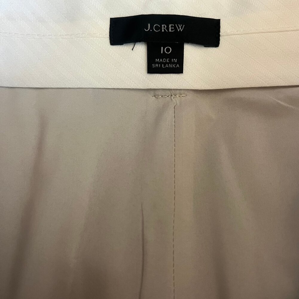 J.Crew Peyton Pant in Stretch Linen Beige Cropped Wide Leg Trousers‎ Size 10 - Picture 8 of 9